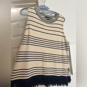 J crew sleeveless knit sweater with fringe